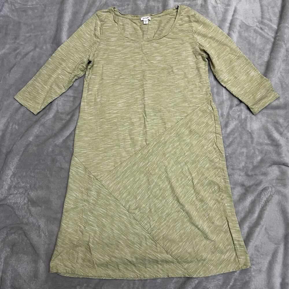 PURE JILL J. JILL Easy Knit Seamed Dress Light Green Small lagenlook lightweight